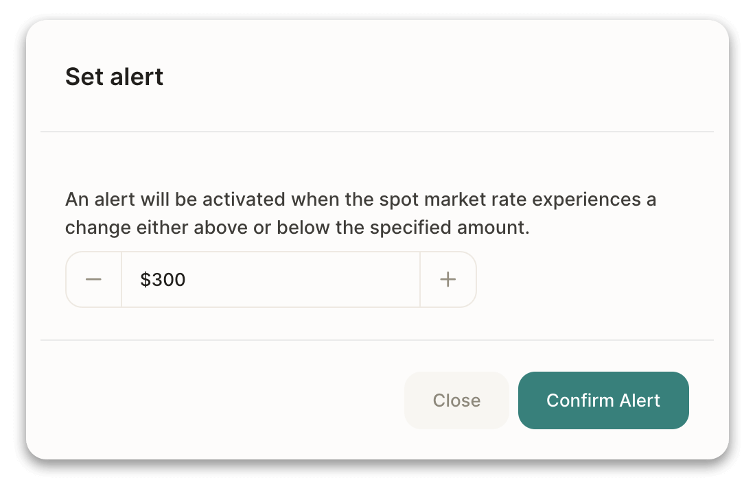 Receive alerts when the freight spot market changes